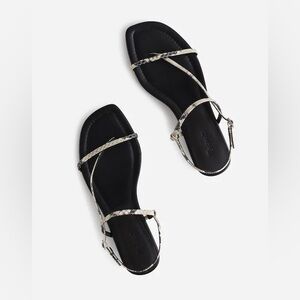 Madewell The Maycie Asymmetric T-Strap Sandal in Birch White Multi size 8